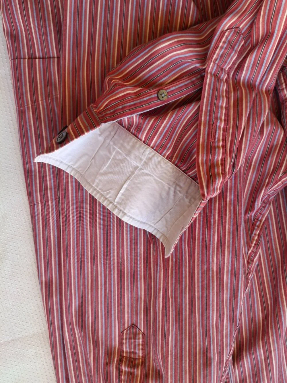 Banana Republic Mens Pink Stripe Button Front Dress Shirt Long Sleeve Cotton XL